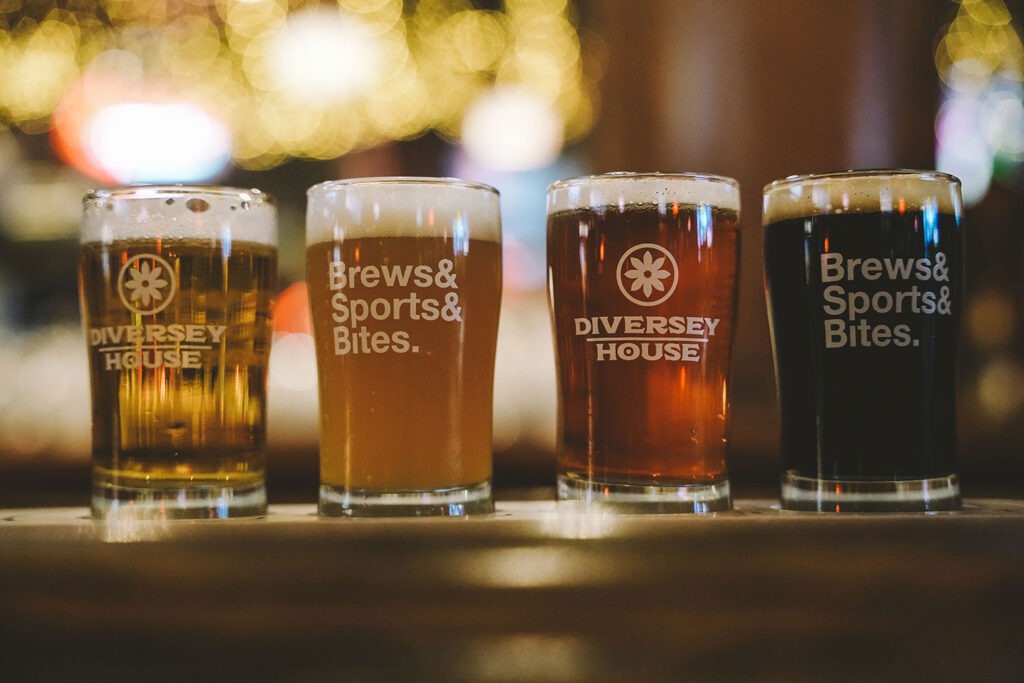 A beer flight at Diversey House